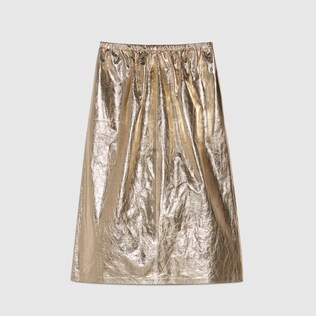 Metallic leather skirt