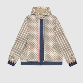 Nylon jacket with geometric G motif