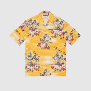 Printed cotton bowling shirt
