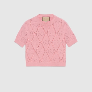 GG cotton knit T-shirt with beads
