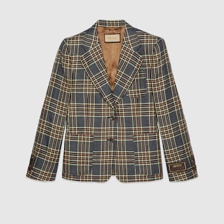 Jacke aus Leinen-Seiden-Mischung mit Karomuster