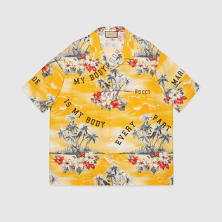 Bowling-Shirt aus Baumwollpopeline mit Print
