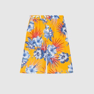 Wild flower print viscose bermuda trousers