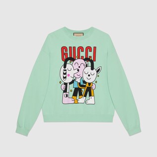 Gucci animal print cotton sweatshirt