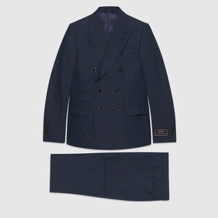 Geometric G grisaille wool suit