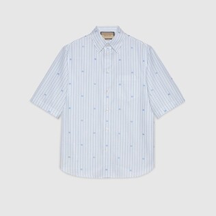 Cotton striped shirt with embroidery