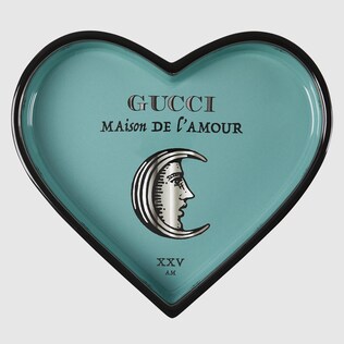 صينية نقود معدنية على شكل قلب مع طبعة 'Maison de l'Amour'