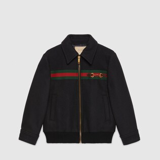 Children's wool zip bomber