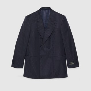Horsebit striped wool jacket