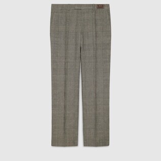 Prince of Wales wool linen pant