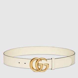 Leather belt with Double G buckle