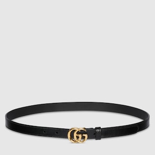 GG Marmont leather belt with shiny buckle