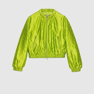 GG embroidered silk bomber jacket
