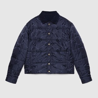 GG nylon canvas and corduroy reversible jacket