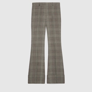 Prince of Wales wool linen trouser