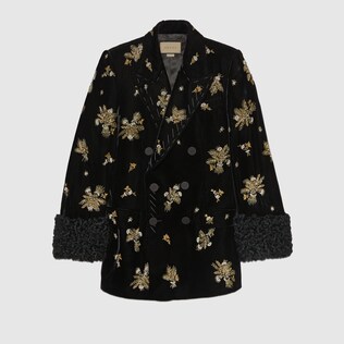 Embroidered velvet jacket