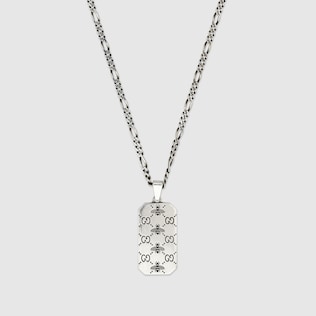 GG and bee engraved pendant necklace