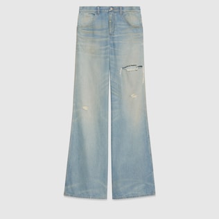 Pantalone jeans con ciliegia Gucci HA HA HA