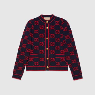 Cardigan en jacquard de laine bouclée GG