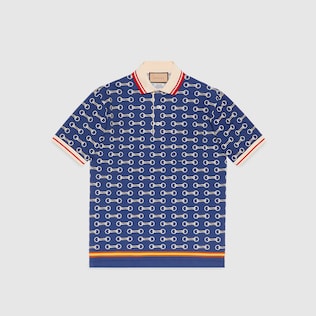 Horsebit print cotton polo shirt