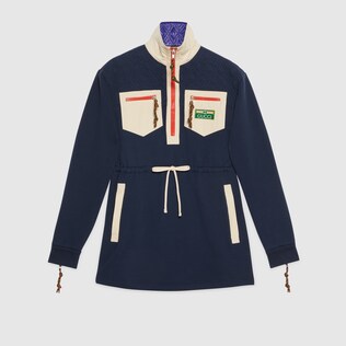 Quilted cotton jersey zip dress