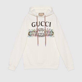 Kapuzenpullover aus Baumwolle mit Logo-Hasen-Print