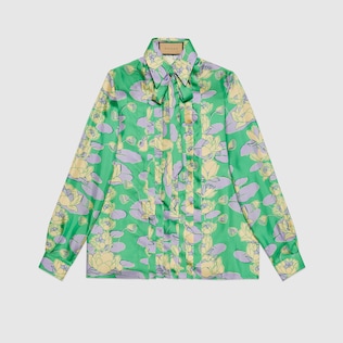 Waterlily print silk shirt