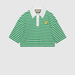 Striped cotton jersey polo shirt