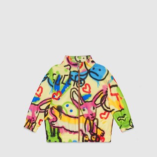 Babyjacke aus Jersey mit Hasen-Print