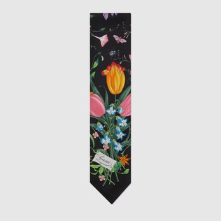 Flora print silk neck bow