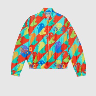 Bunny print twill zip jacket