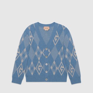 Cardigan in lana con motivo G rombi