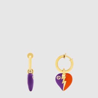 Interlocking G heart lightning charm earrings