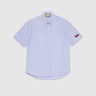 Striped cotton shirt with patch