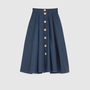 Pleated denim skirt