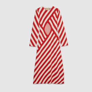 Gestreiftes Jacquard-Kleid aus Wolle und Baumwolle