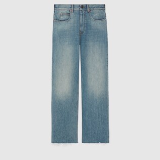 Pantalon baggy en denim lavé à la pierre