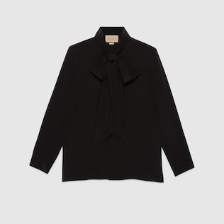Silk shirt with neck bow