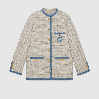 Tweed jacket with patch