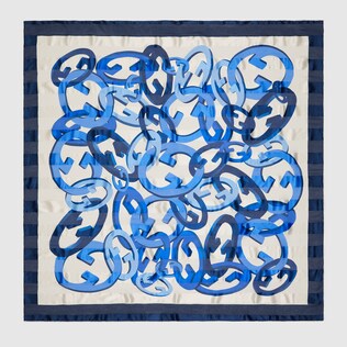 Interlocking G chain print silk scarf