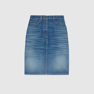 Jupe en denim avec étiquette Gucci