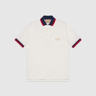 Cotton jersey polo with animal print