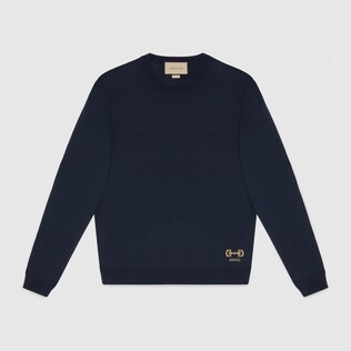 Pullover aus Wolle mit Horsebit-Intarsie