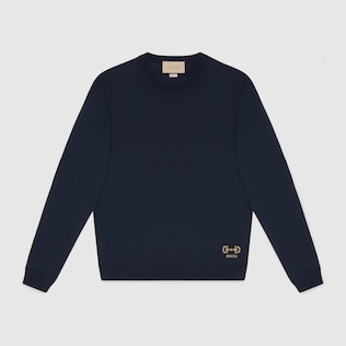 Wool sweater with Horsebit intarsia