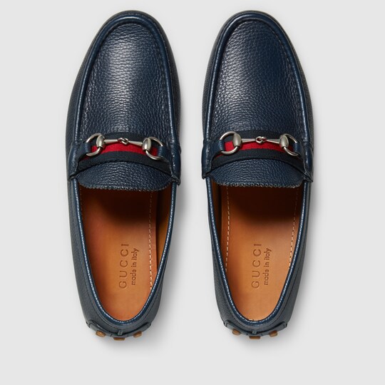 gucci leather driver with horsebit