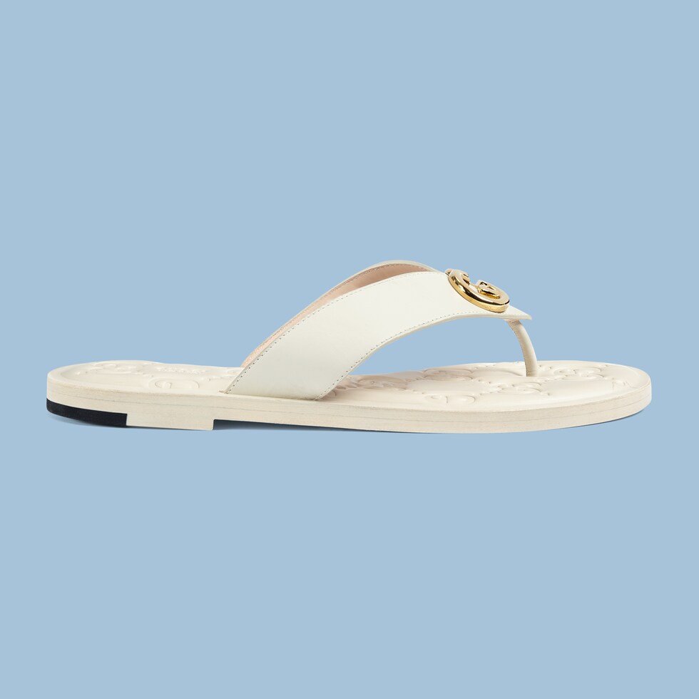 Women S Interlocking G Thong Sandal In White Leather GUCCI ZA