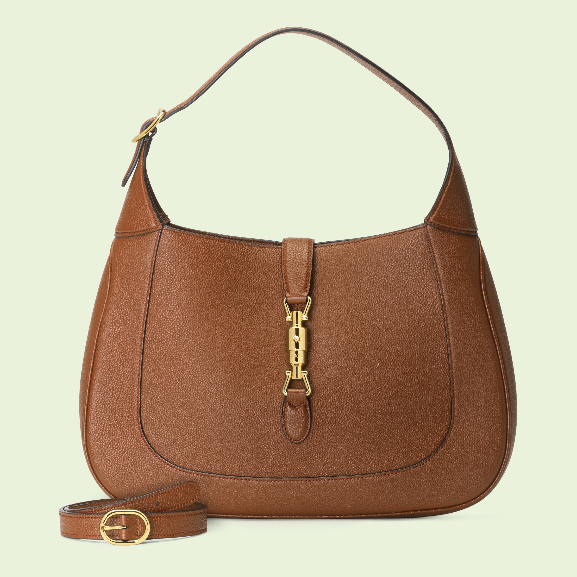 Jackie Medium Natural Grain Bag In Cuir Brown Leather Gucci Us