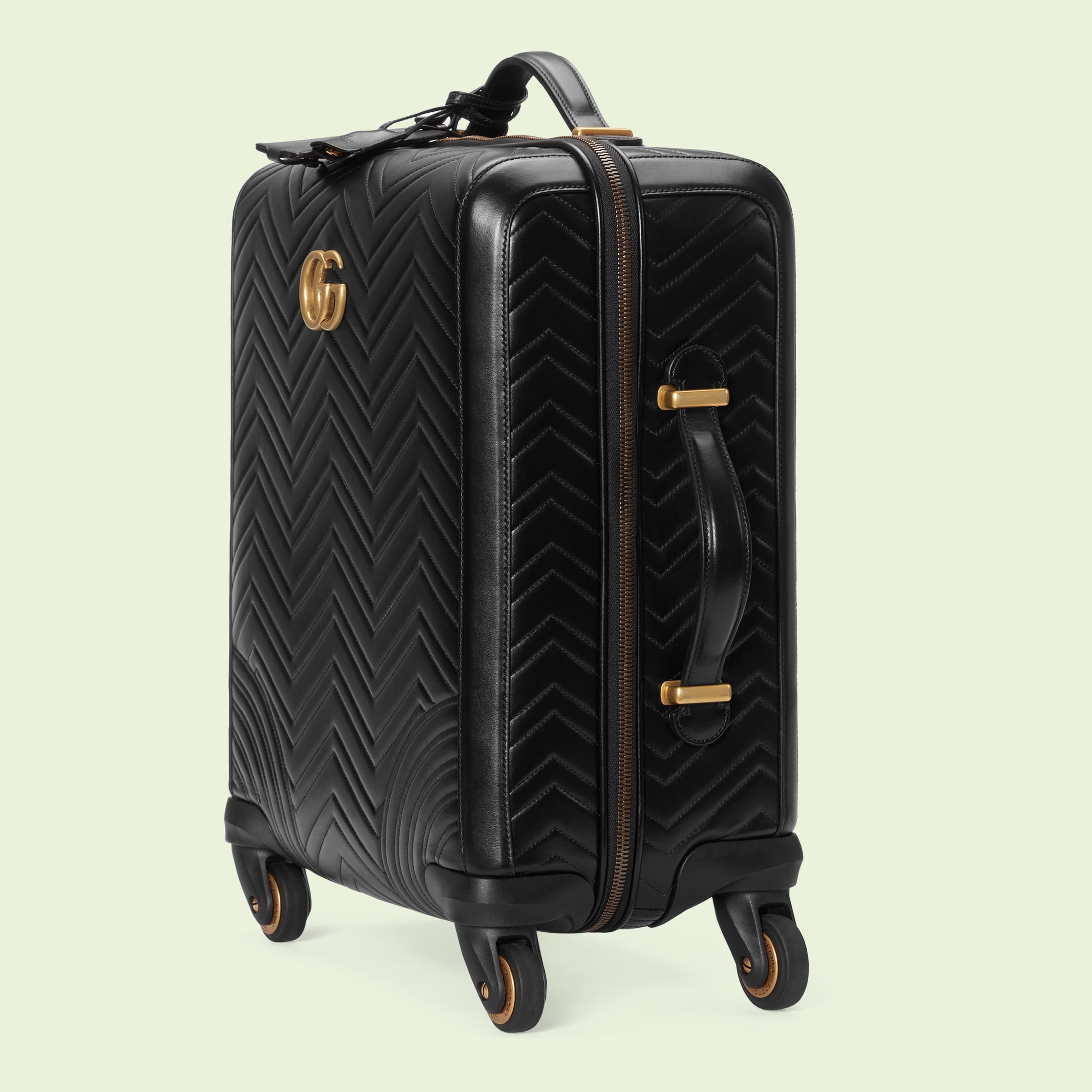 Gg Marmont Small Cabin Trolley In Black Chevron Leather Gucci Us