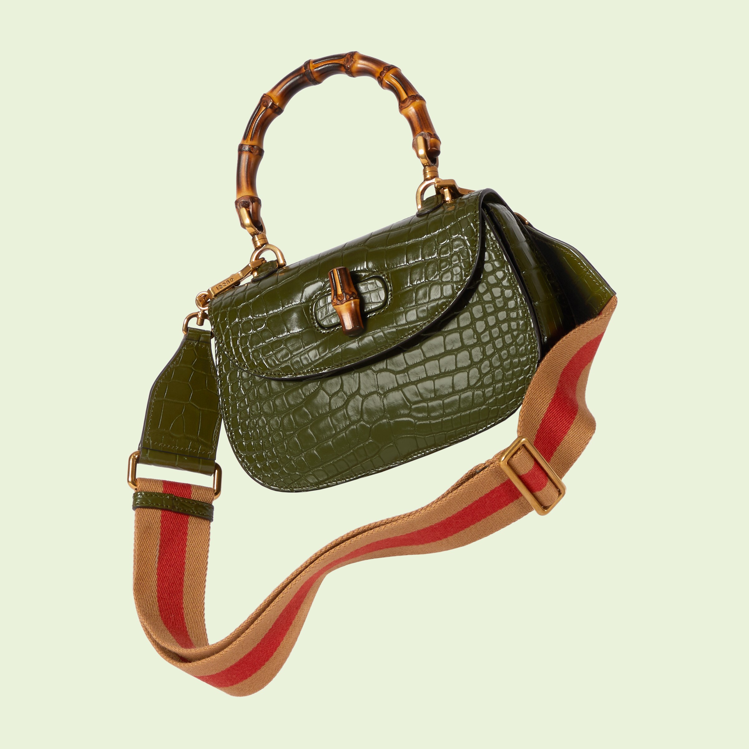 Gucci Bamboo Crocodile Bag In Forest Green Gucci Si