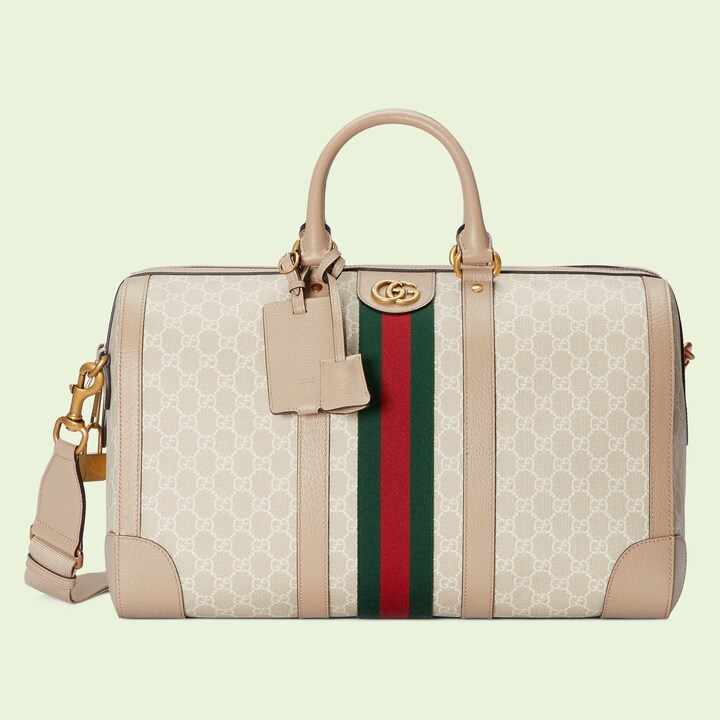 Gucci Savoy Duffle Bag In Beige And White Gg Supreme Gucci Ro